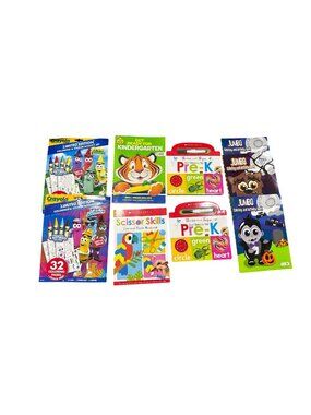 9 pcs. Mixed Kids Activity Books Set - Coloring Stickers Pre-K Learning & Scisso